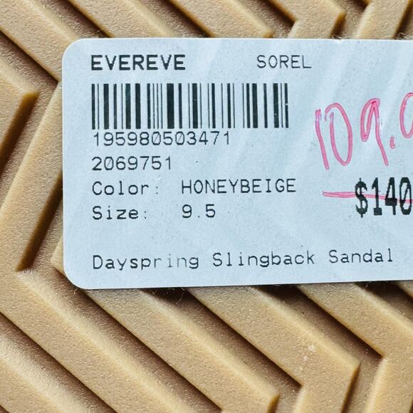 Sorel Sandals Womens 9.5 Beige Leather Dayspring Slingback Platform Wedge NEW - Picture 9 of 12